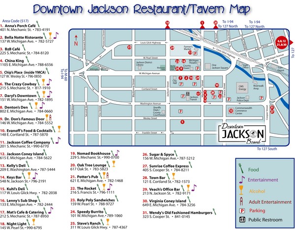 Downtown Jackson Restaurant Map