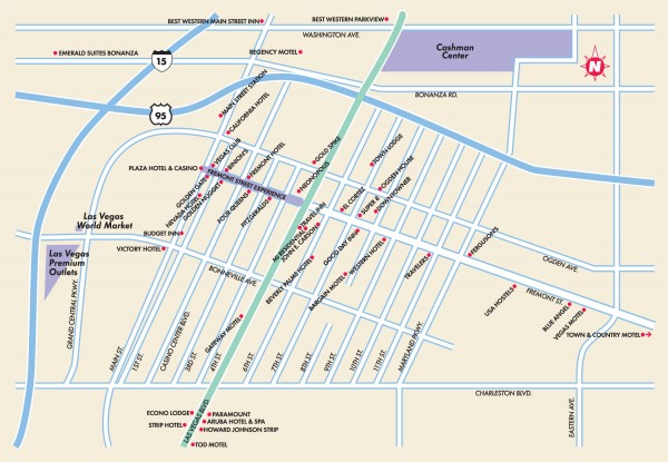 Downtown Las Vegas, Nevada Map