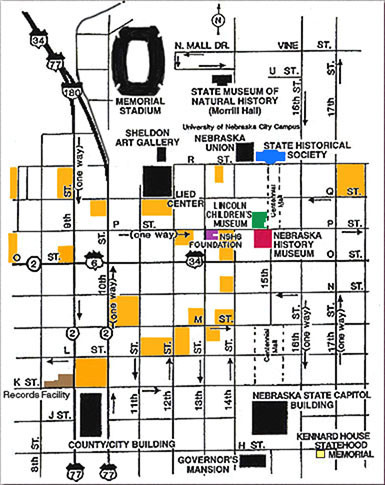 Downtown Lincoln, Nebraska Map