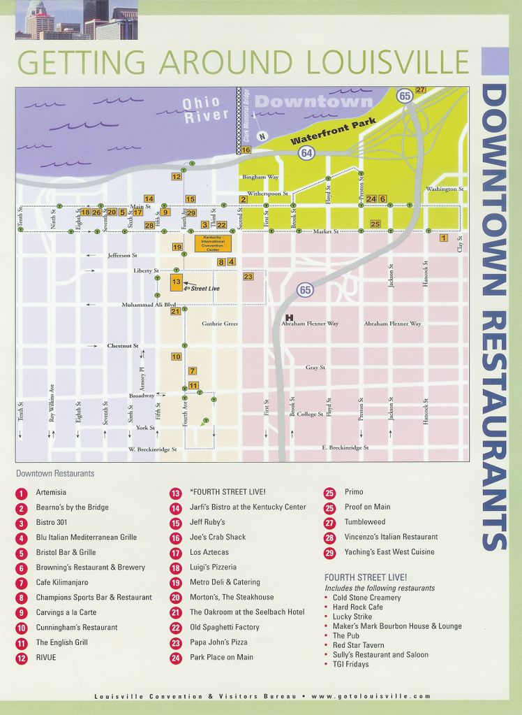 Downtown Louisville Restaurant Map - Louisville Kentucky • mappery