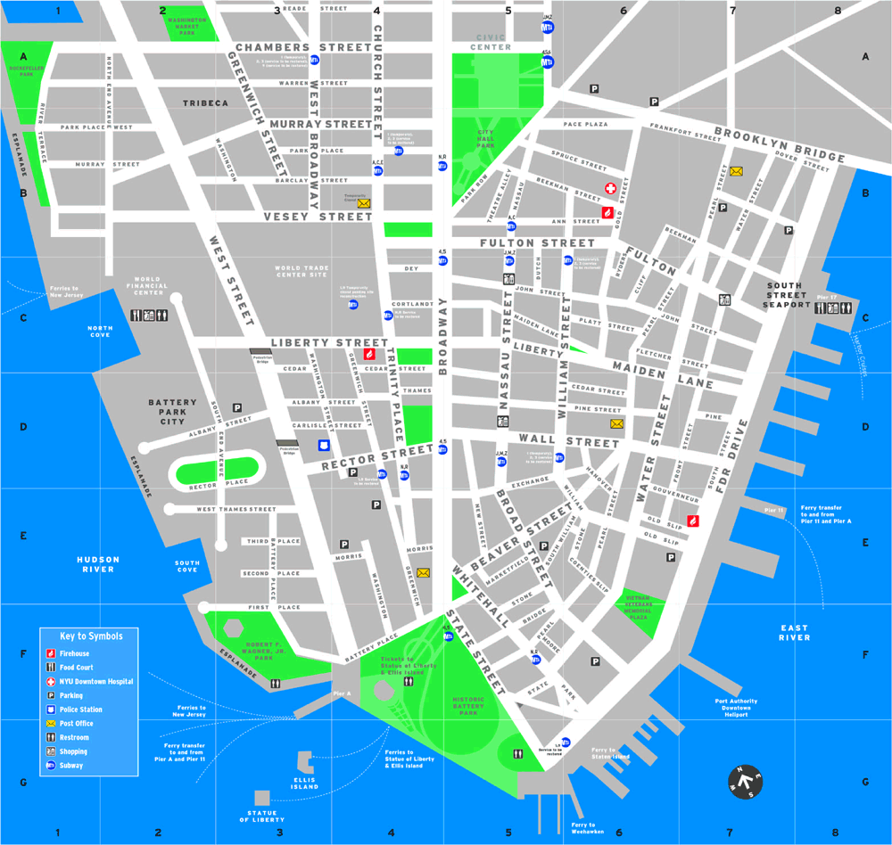 Downtown Manhattan Tourist Map - manhattan new york • mappery