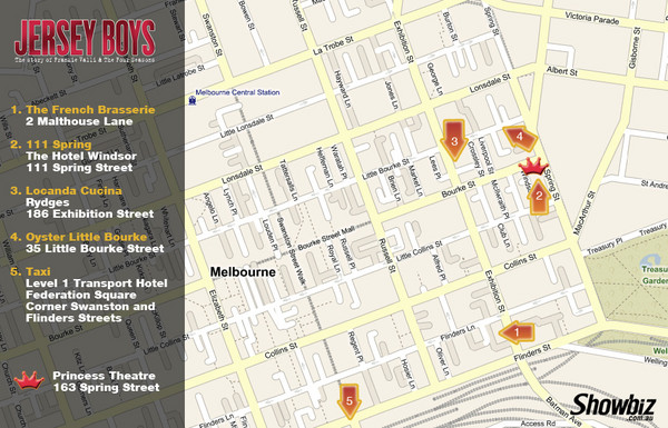 Downtown Melbourne Restaurant Map