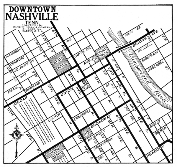 Downtown Nashville, TN Tourist Map