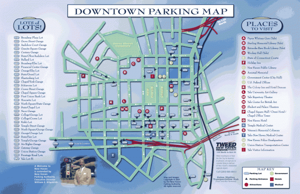 Map Of Downtown New Haven Ct Downtown New Haven Parking Map - New Haven Ct • Mappery