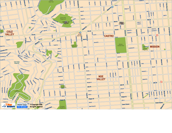 Downtown San Francisco: Castro and Noe Valley Map