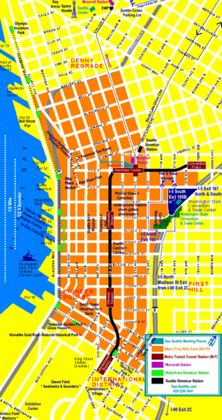 Map Of Downtown Seattle Downtown Seattle Tourist Map - Seattle Washington • Mappery