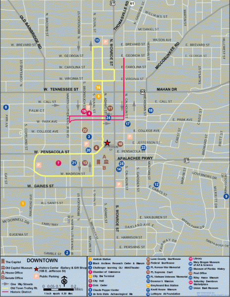 Downtown Tallahassee, Florida Map