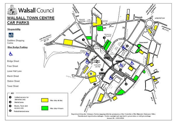 Downtown Walsall Parking Map