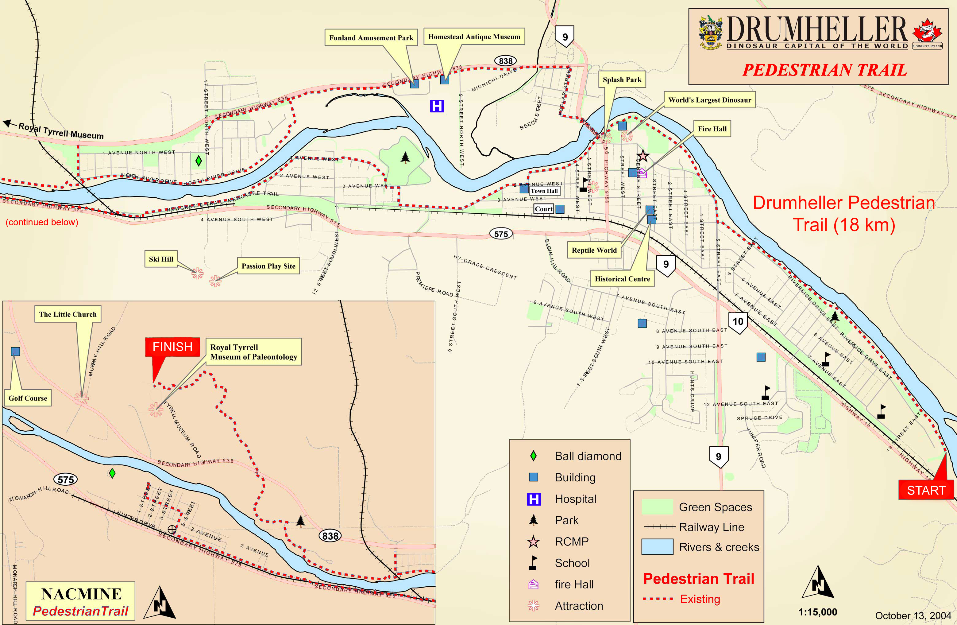 Drumheller Pedestrian Trail Map Drumheller Alberta Canada • mappery