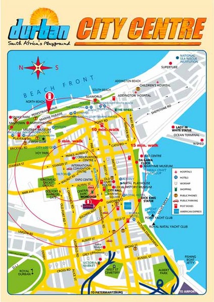 Durban City Center Map - Durban South Africa