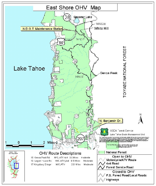 East Shore Lake Tahoe Off-highway Vehicle Map