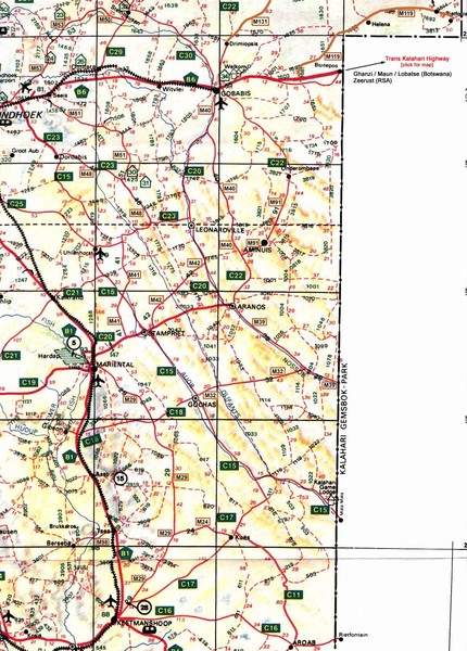 Eastern Central Namibia Map