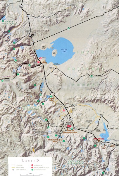 Eastern Sierra Trailhead Map - Lee Vining and Mammoth Lakes