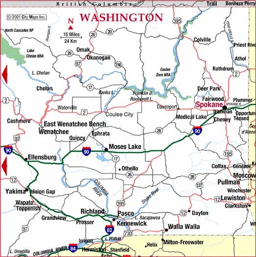 Map Of Eastern Washington Eastern Washington Road Map - Wa Usa • Mappery