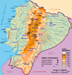 Ecuador Elevations Map Ecuador Elevations Map