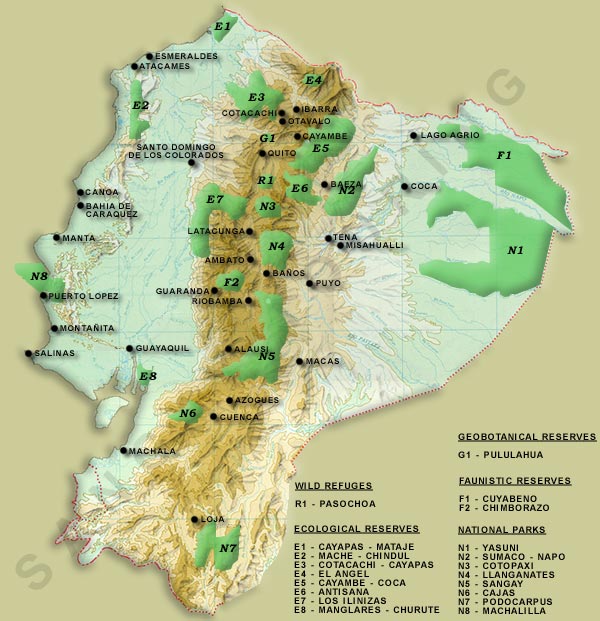 Ecuador National Parks Map • mappery