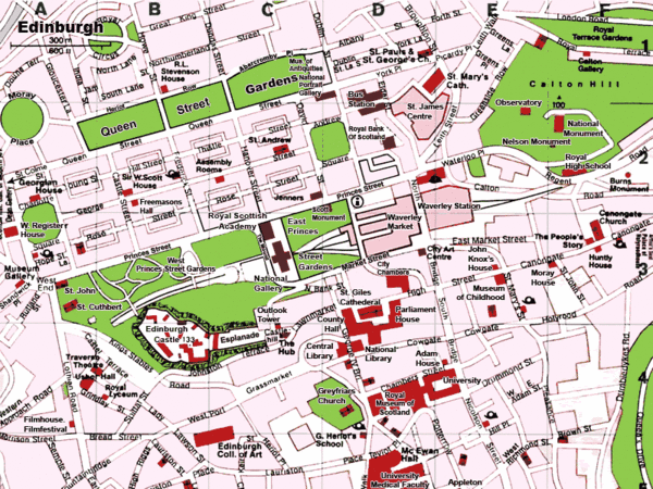 Edinburgh, Scotland Tourist Map