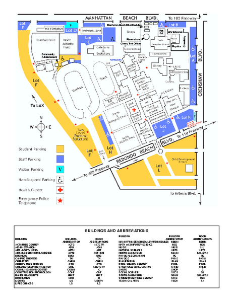 El Camino College Campus Map 16007 Crenshaw Blvd Torrance Ca