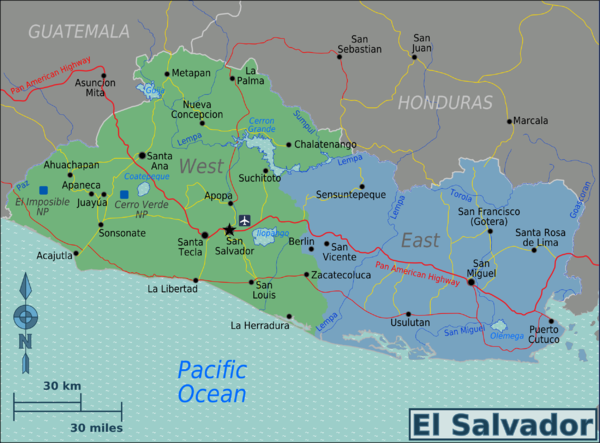 El Salvador regions Map