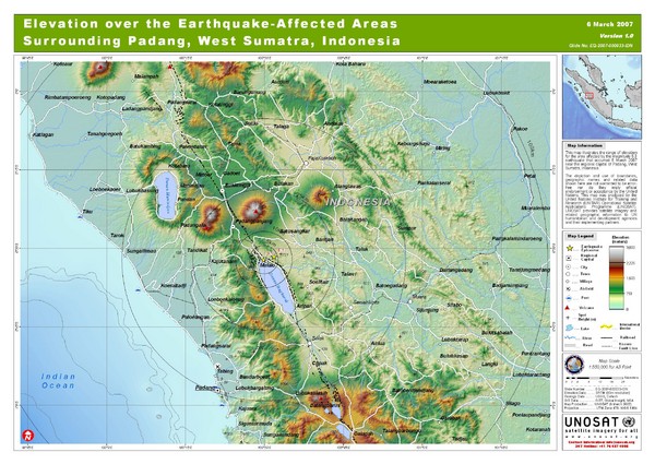 Elevation Over the Earthquake -Affected Areas  of Indonesia Map