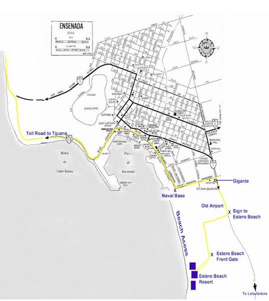 Ensenada, Mexico Beach Tourist Map