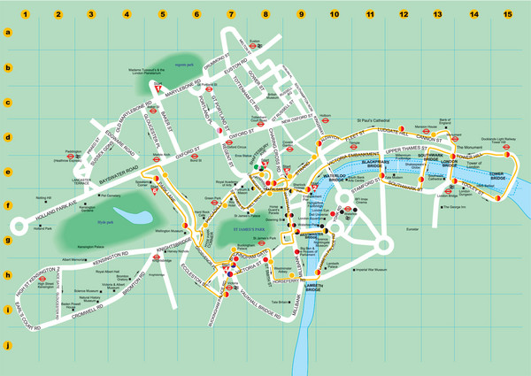Ensignbus Sightseeing Bus Route Example Map