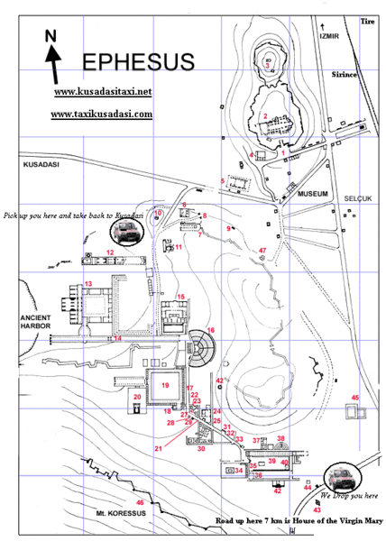 Ephesus Turkey Detailed Map