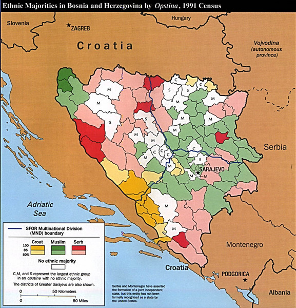 Ethnic Majorities in Bosnia and Herzegovina Map