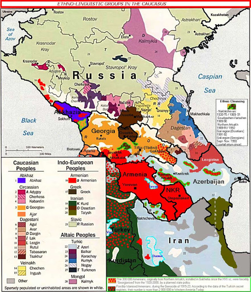 Ethno-Linguistic Groups in the Caucasus Map