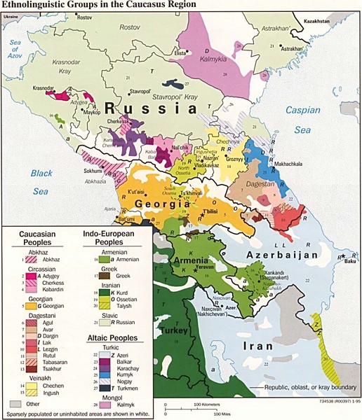 Ethnolinguistics in Caucus Region Map
