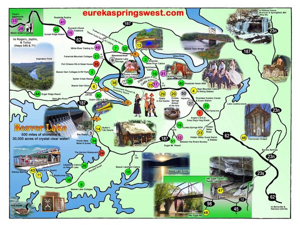 Eureka Springs West Tourist Map