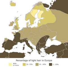 Europe Blond Hair Map