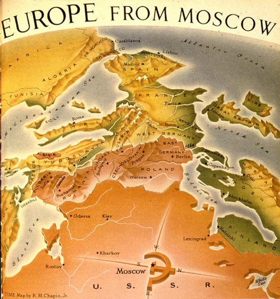 Europe From Moscow (in 1952) Map