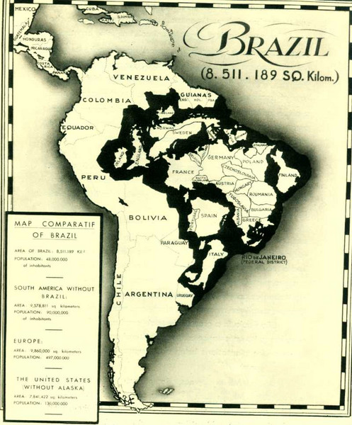 Europe inside of Brazil Map