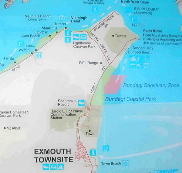 Exmouth, Australia Beach Map
