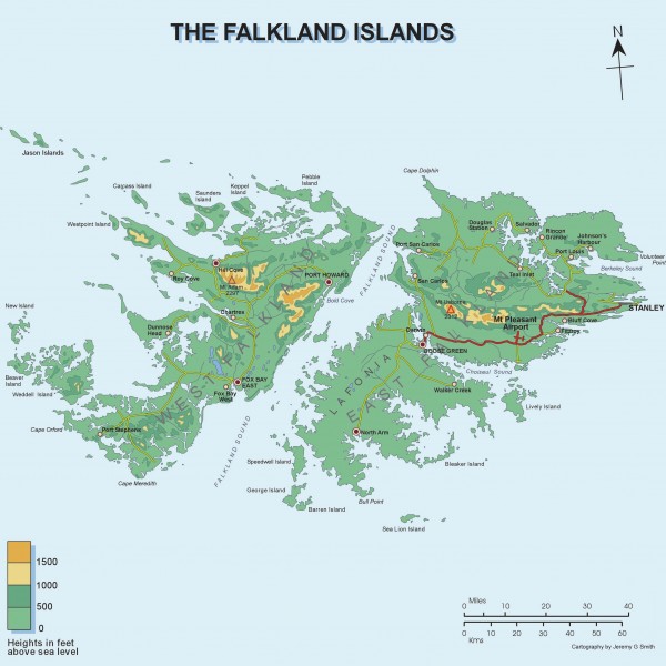 Falkland Islands Elevation Map