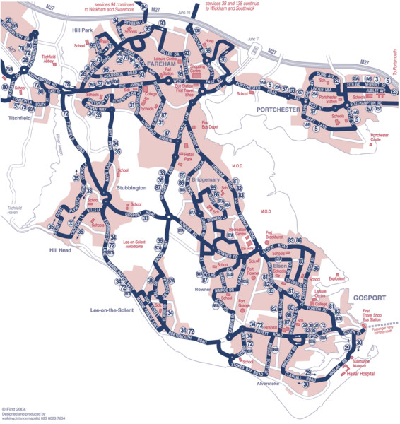 Fareham Busmap Map