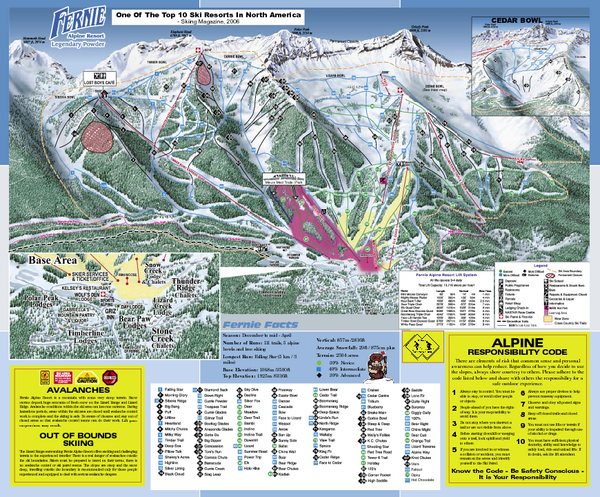 Fernie Alpine Resort Ski Trail Map