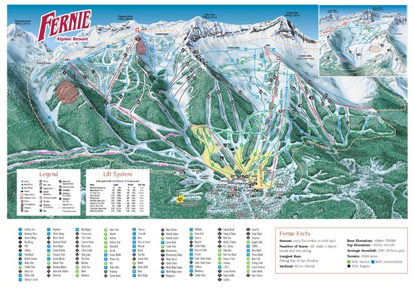 Fernie Mountain Trail Map Medium Size