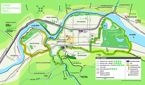 Fernie Town Trails Map