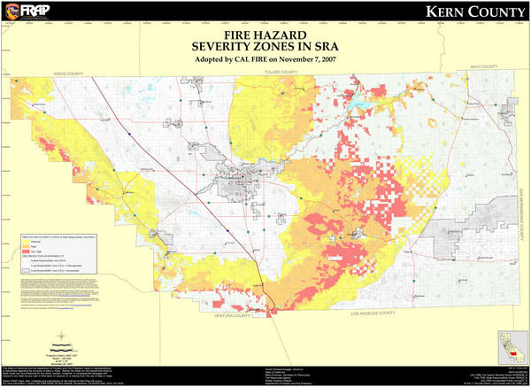 Fire Hazard Severity Zones, Kern County California Map