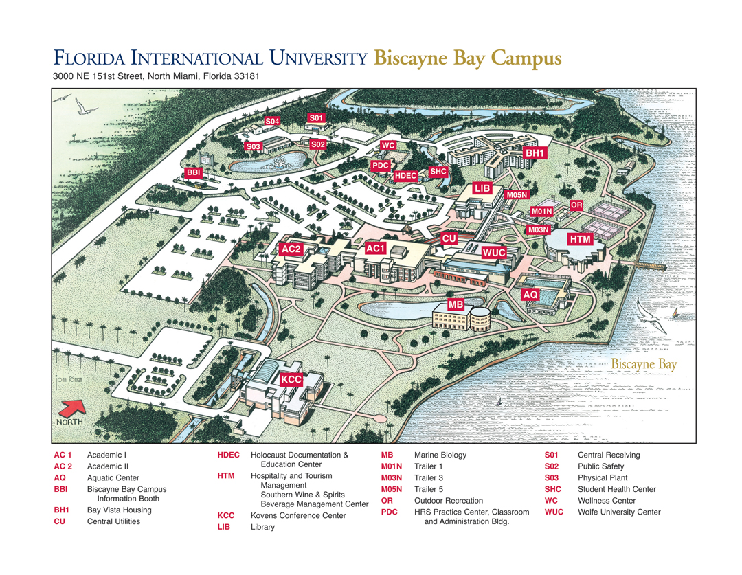Florida International University At Biscayne Campus Map Forida