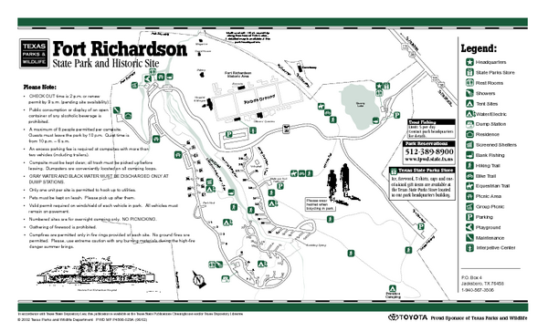 Fort Richardson, Texas State Park Facility and Trail Map