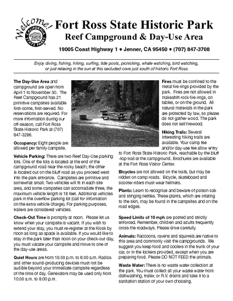 Fort Ross State Historic Park Campground Map