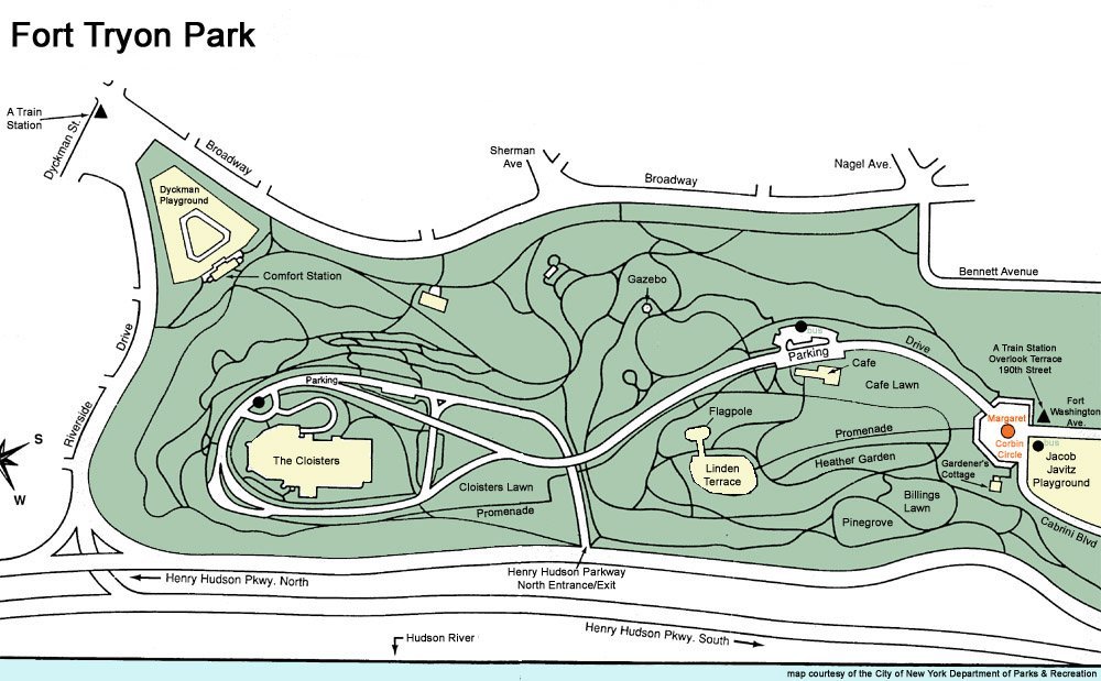 Fort Tyron Park Map Fort Tyron • mappery