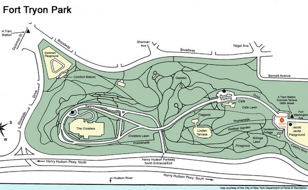 Tryon Park Trail Map Fort Tyron Park Map - Fort Tyron • Mappery