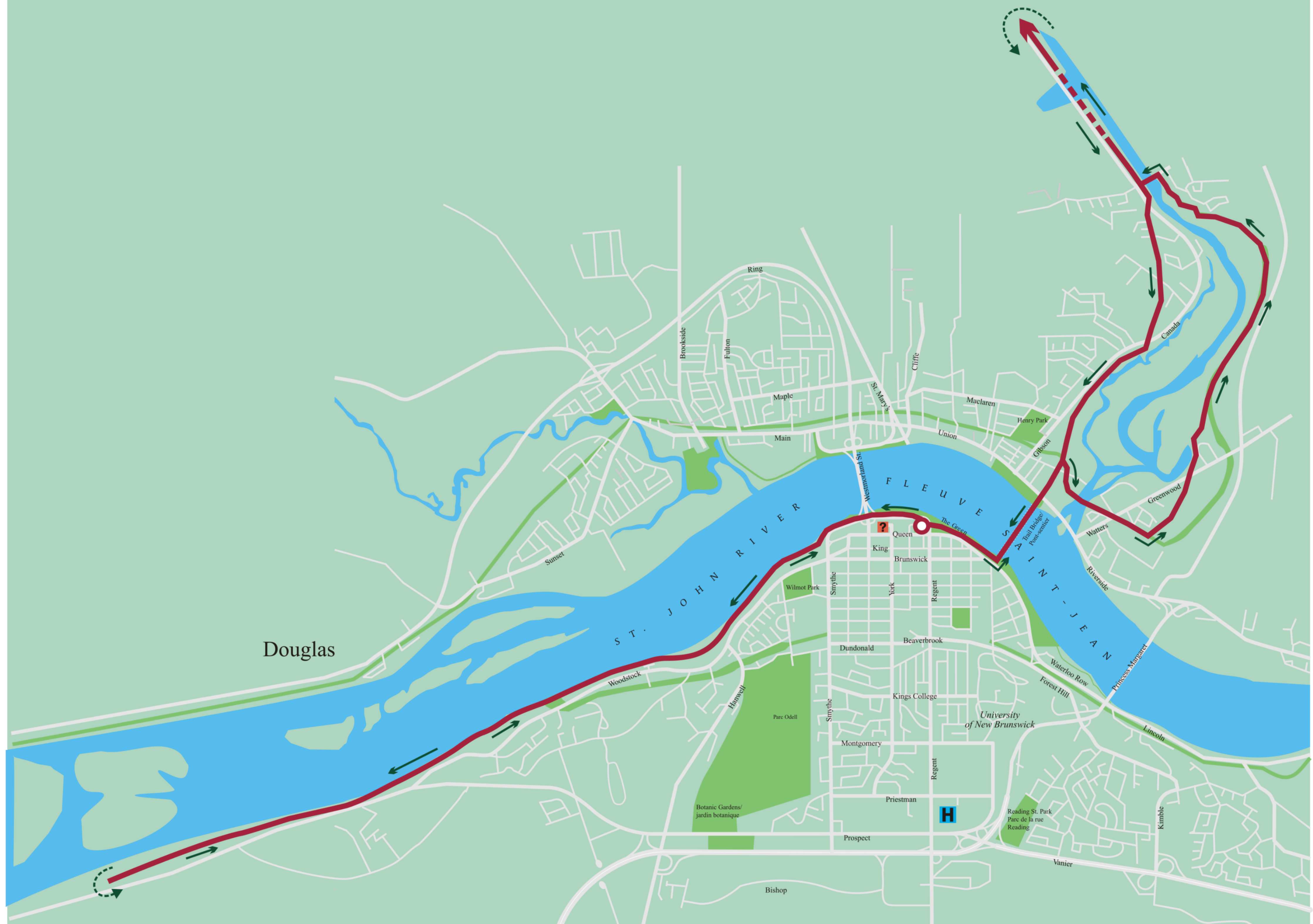 Fredericton Marathon Course Map 2007 Fredericton NB • mappery