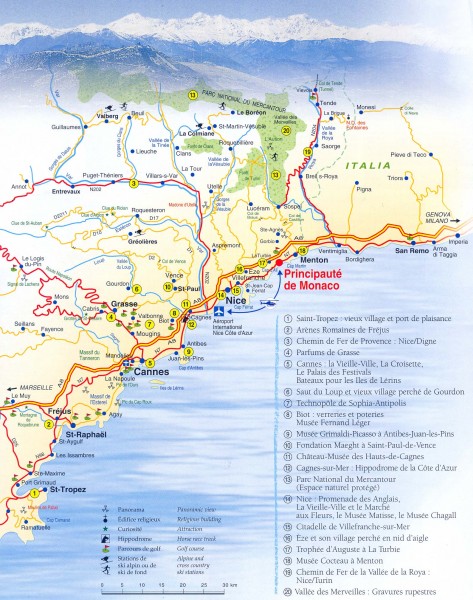 French Riviera Tourist Map