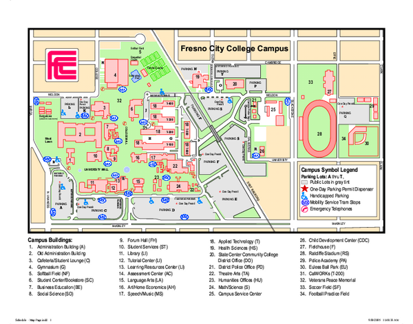 fresno state campus map pdf Fresno City College Campus Map 1101 E University Avenue Fresno fresno state campus map pdf