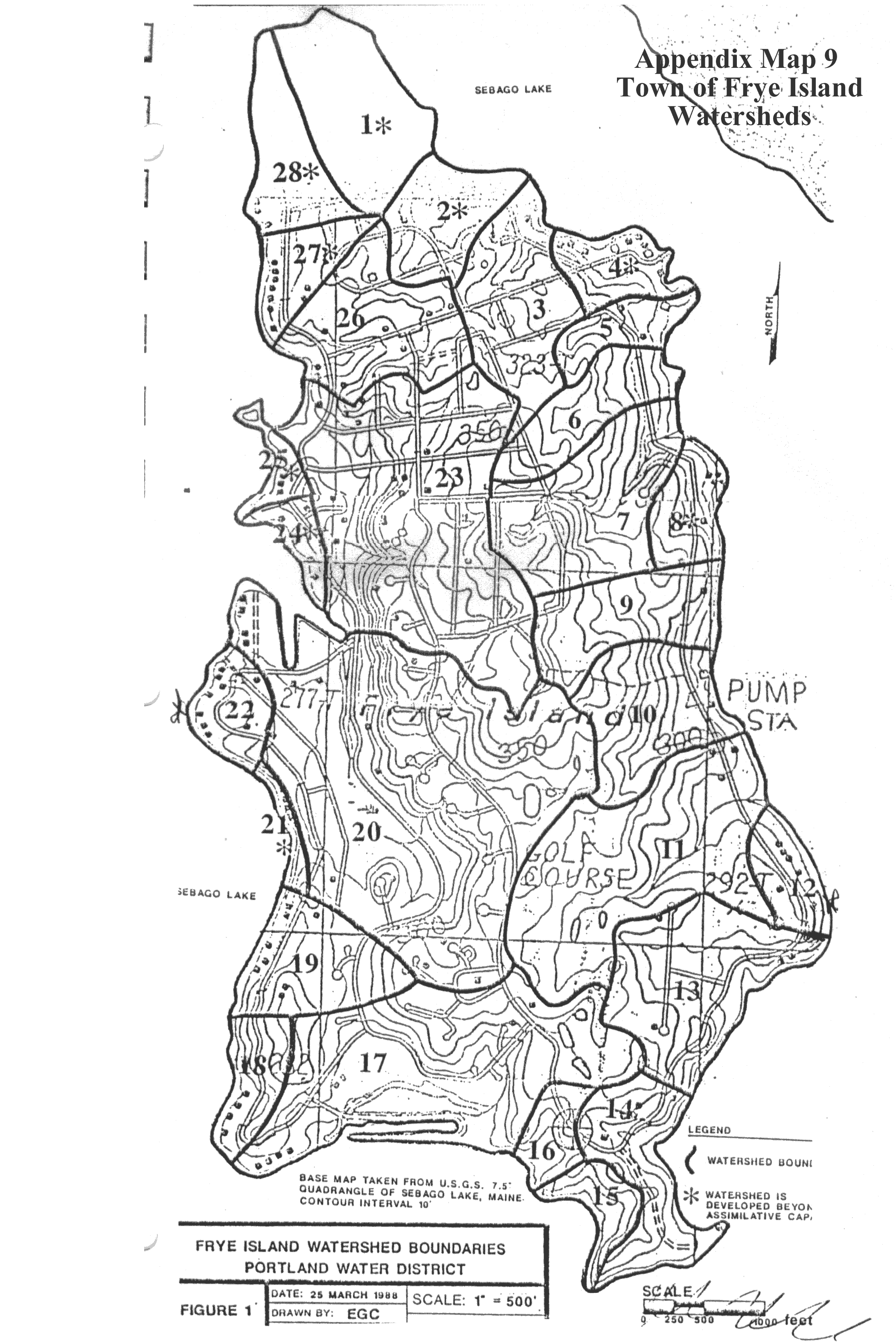 Frye Island Watershed Boundary Map Frye Island • mappery